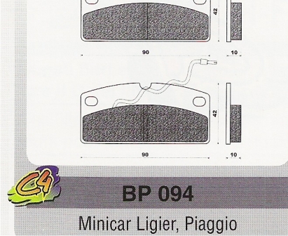 Placute Frana Minicar Ligier, Piaggio (4pz.) 4 Placute frana Minicar Ligier, Piaggio (4pz.)-0
