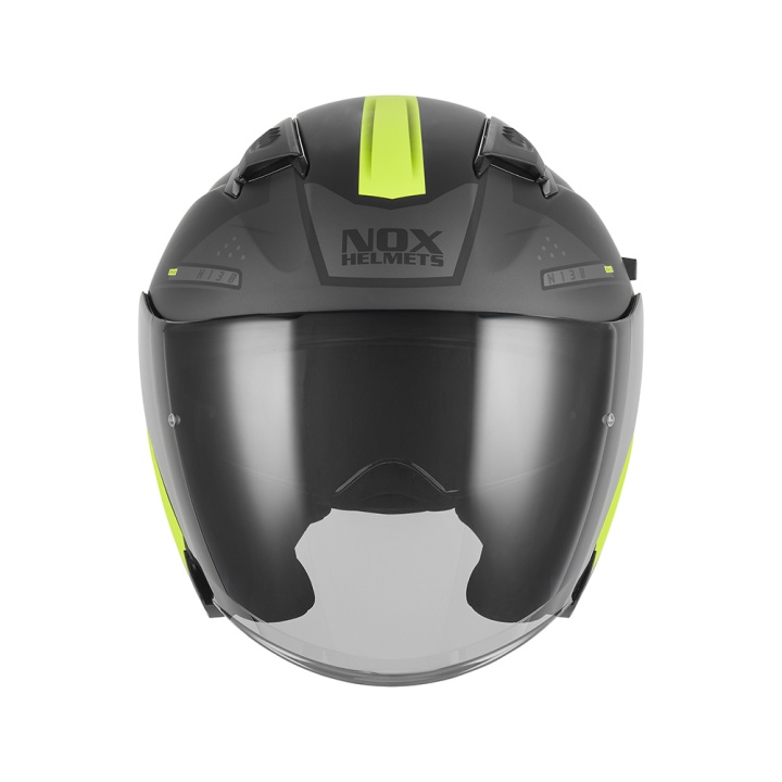 Casca Moto NOX JET N130 EKTO Negru Mat Verde Fluo 2