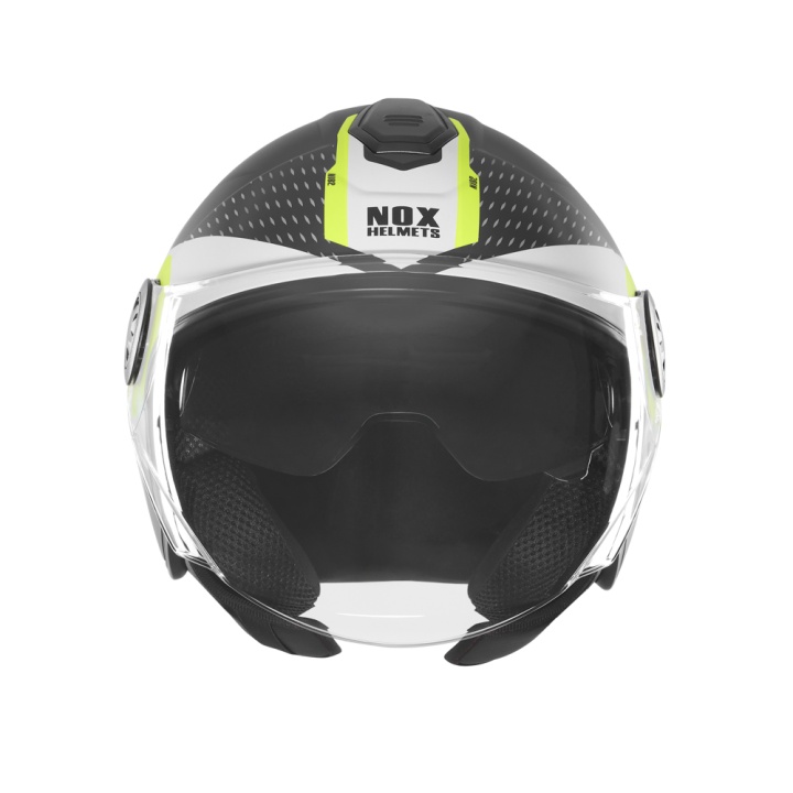 Casca Moto NOX ROUND N182 Negru Mat/Verde Fluo 2