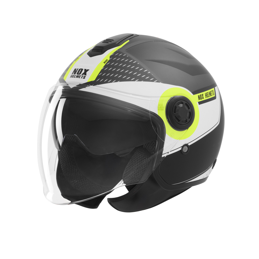 Casca Moto NOX ROUND N182 Negru Mat/Verde Fluo