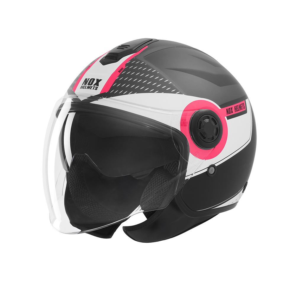 Casca Moto NOX ROUND N182 Negru Mat/Roz