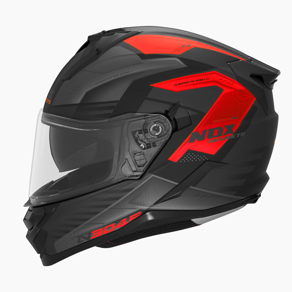 Casca NOX Full Face N304S CARVER Negru Mat Rosu – S