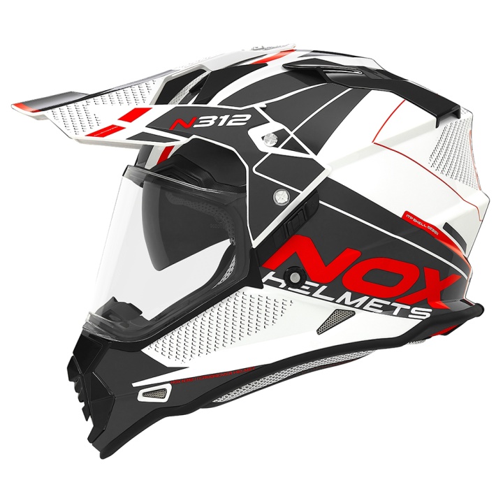 Casca NOX Trail N312 DRONE Alb Rosu – S