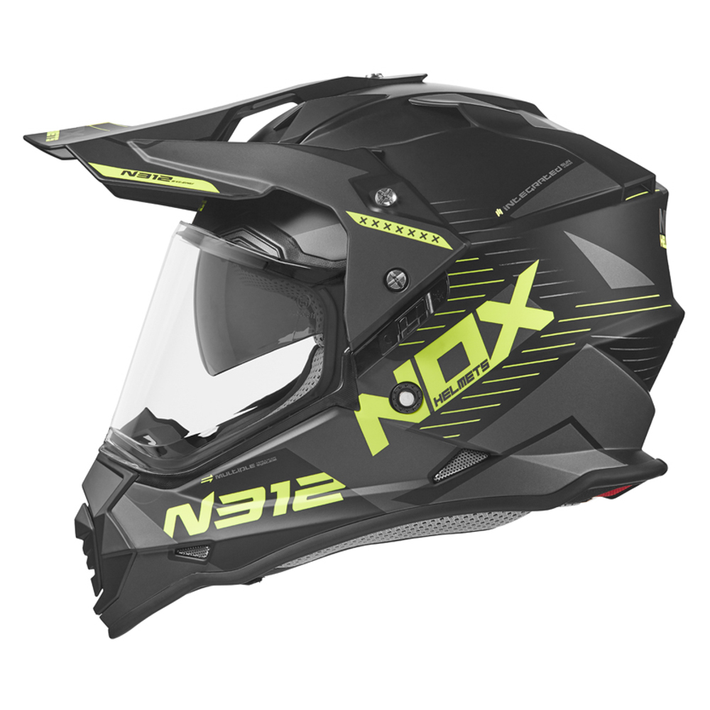 Casca NOX Trial N312 EXTEND Negru-Verde Fluo - Marime XL