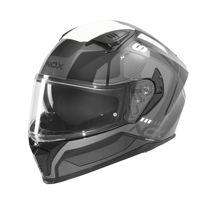 Casca Moto NOX FULL FACE N402 MENTOR Alb Gri Negru Lucios