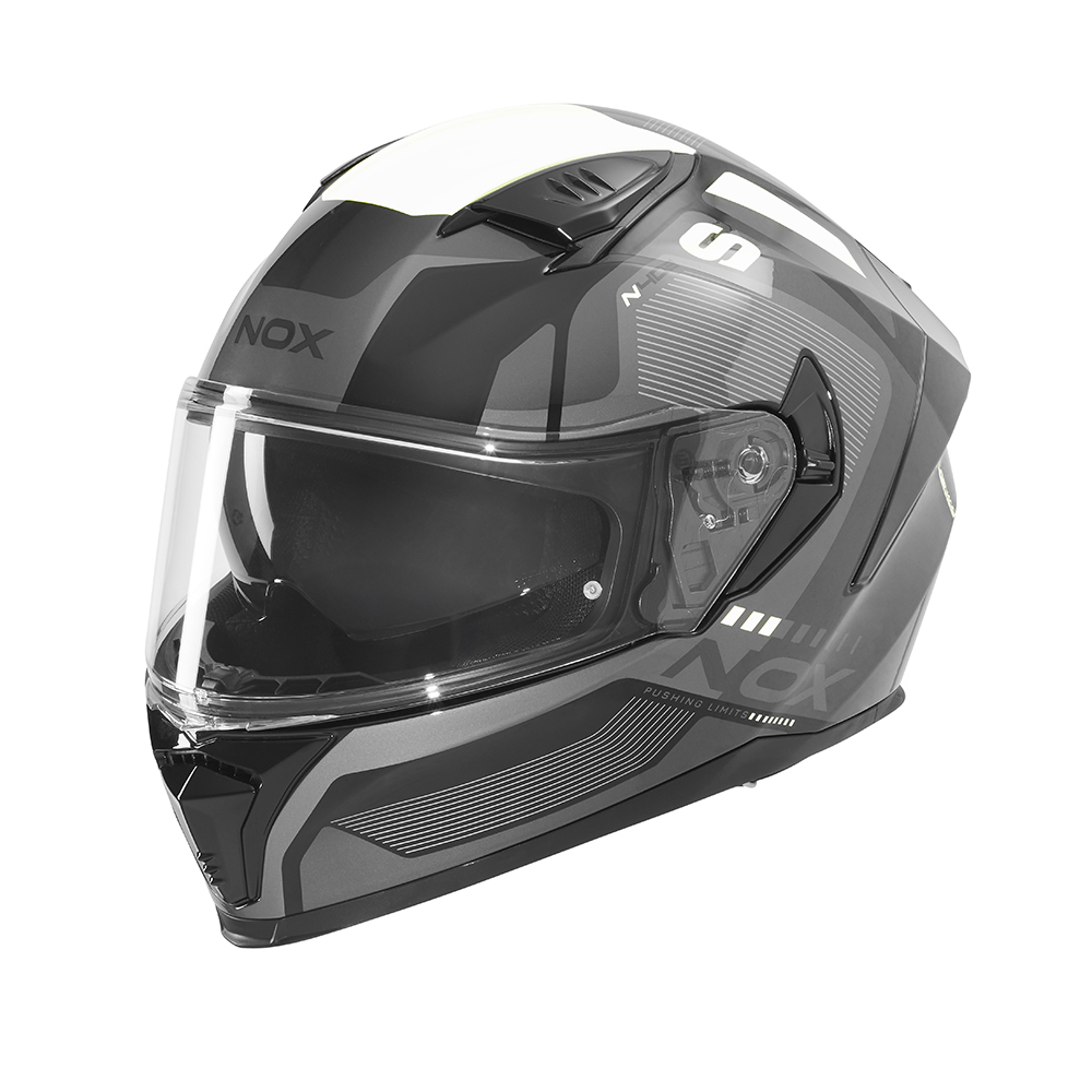 Casca Moto NOX FULL FACE N402 MENTOR Alb Gri Negru Lucios