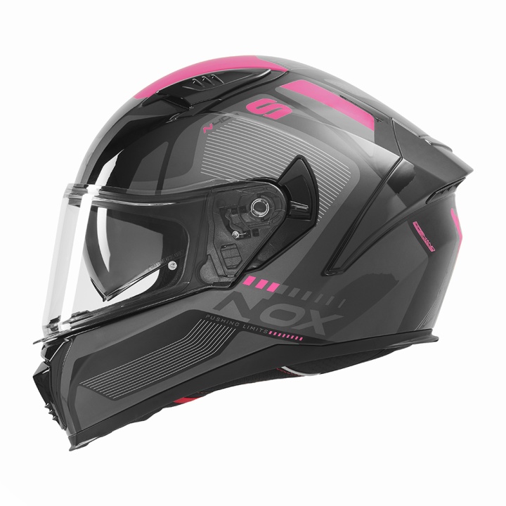 Casca Moto NOX FULL FACE N402 MENTOR Negru/Gri/Roz Lucios 4