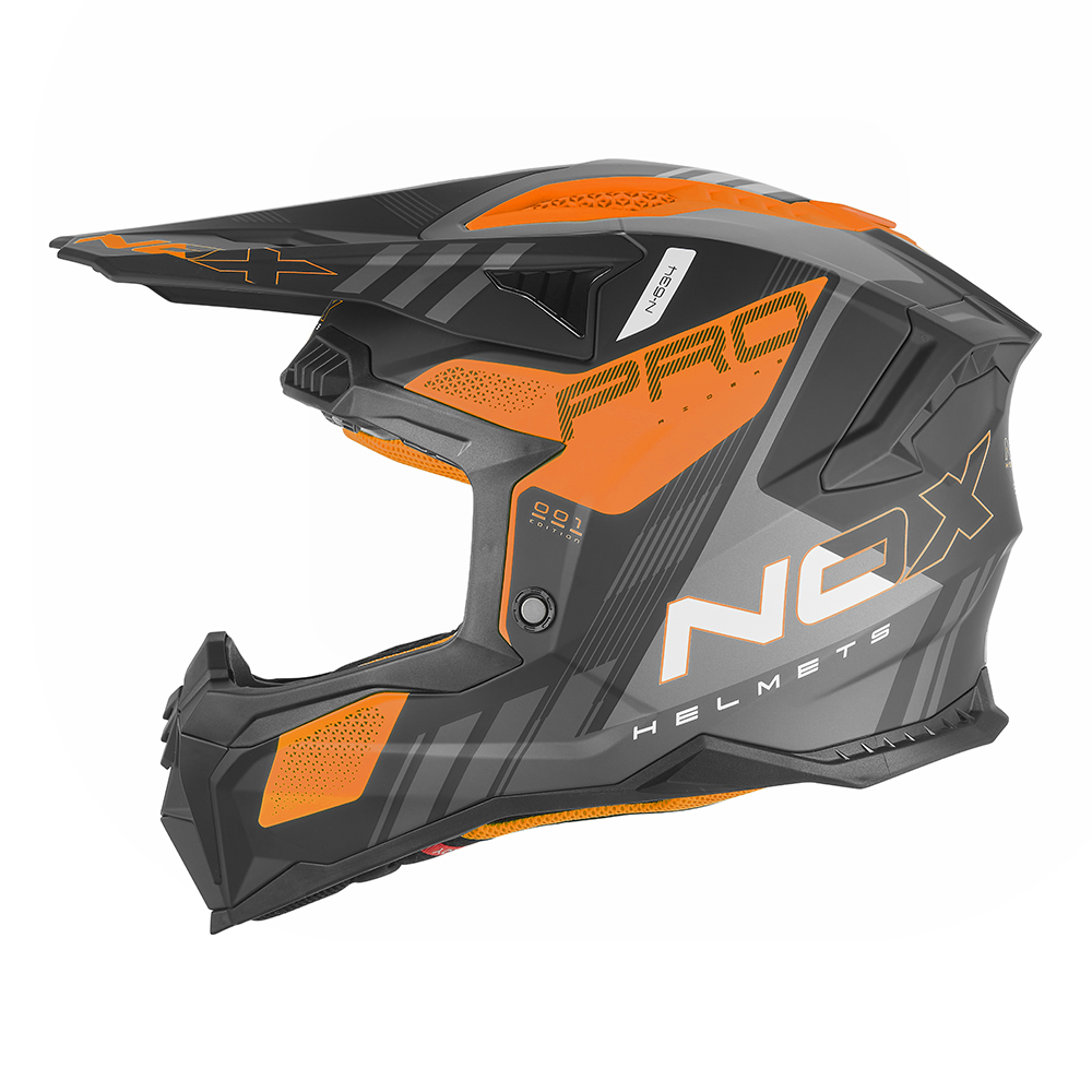 Casca Moto NOX MX N634 STORM Orange Negru Mat