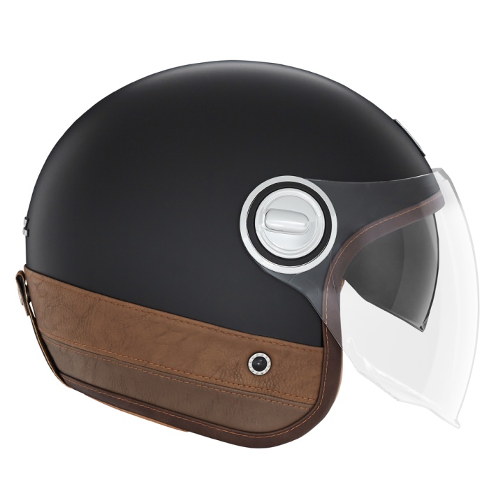 Casca Jet NOX PREMIUM HERITAGE Leather Negru-Maro – M Casca Jet NOX PREMIUM HERITAGE Leather Negru-Maro – M