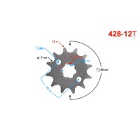 Pinion transmisie fata 428 12T moto scuter 2