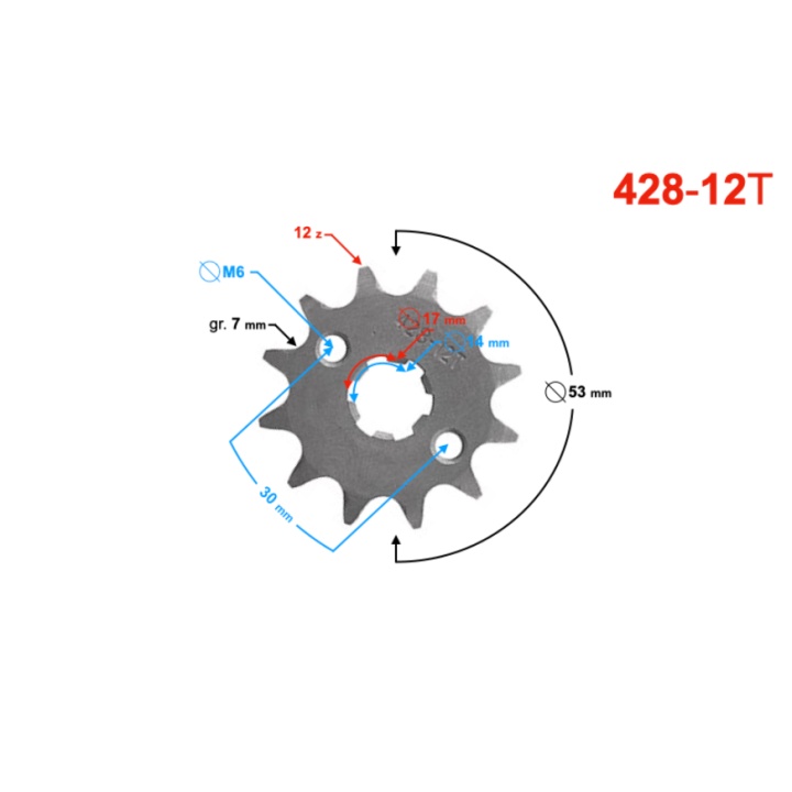 Pinion transmisie fata 428 12T moto scuter