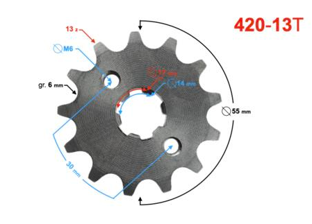 Pinion Fata Moped Barton FR50 Volcano Fighter 49cc 4T 13 Z Pinion Fata Moped Barton FR50 Volcano Fighter 49cc 4T 13 Z