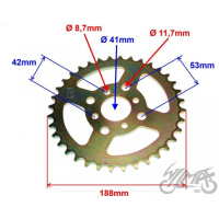 Pinion Roată Spate Ax Posterior Scuter/Moto 2