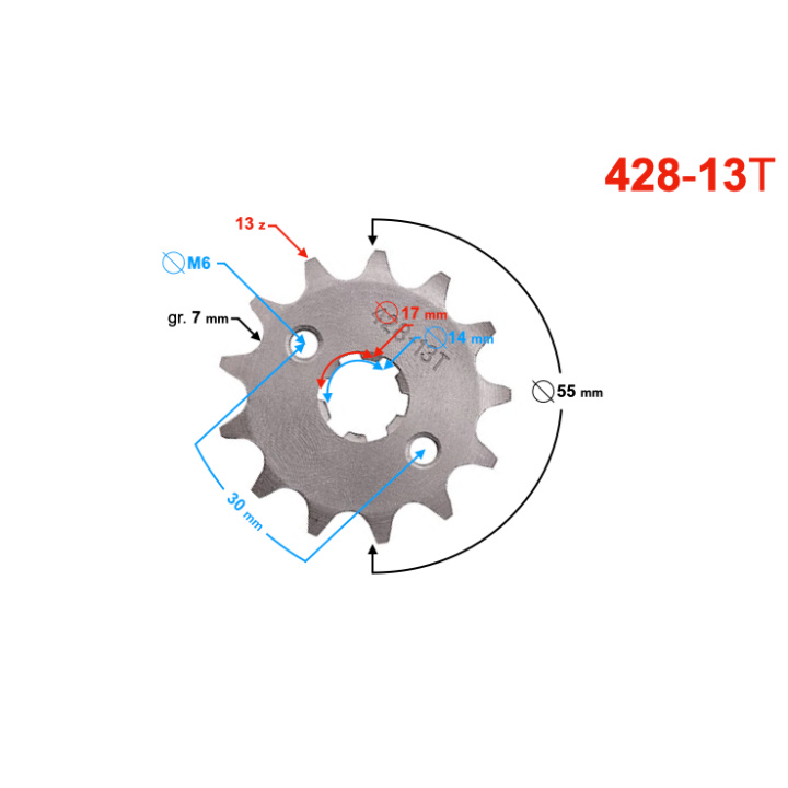 Pinion Față Moretti 13 Dinți – Lanț 428 Pinion Față Moretti 13 Dinți – Lanț 428