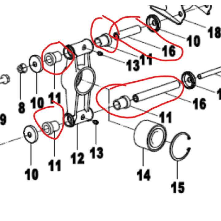 Kit Reparație Bucșe și Bolt Fuzetă CFMOTO ATV CF400 CF500 CF600 CF800 2